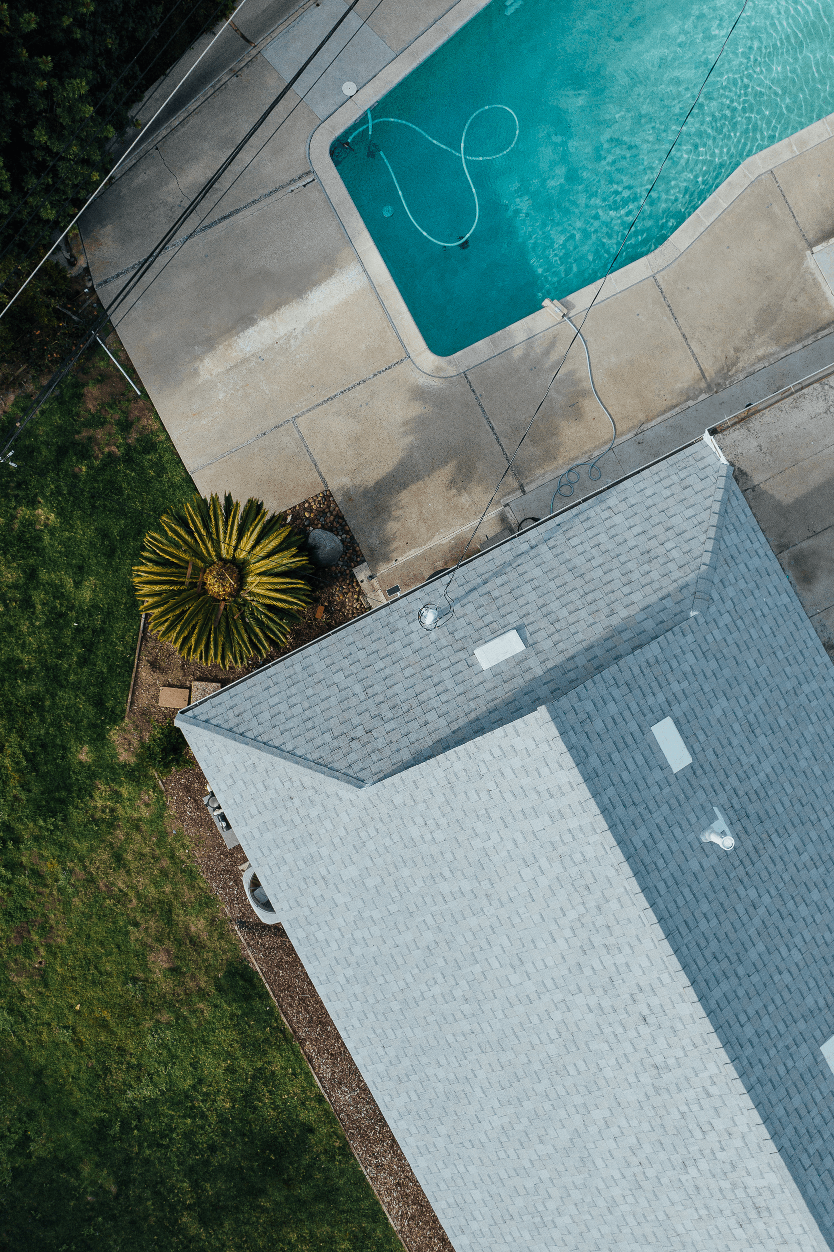 Aerial view of residential roof