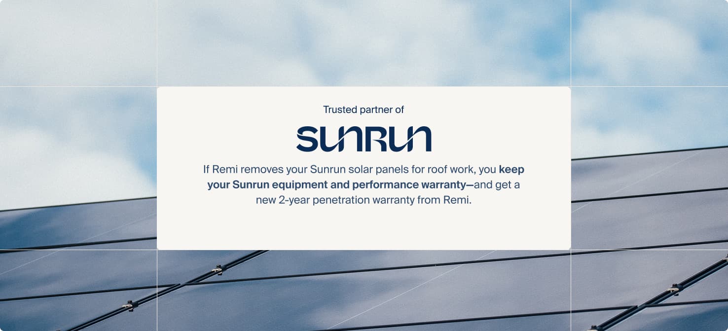 Sunrun partnership — solar panels on a home roof